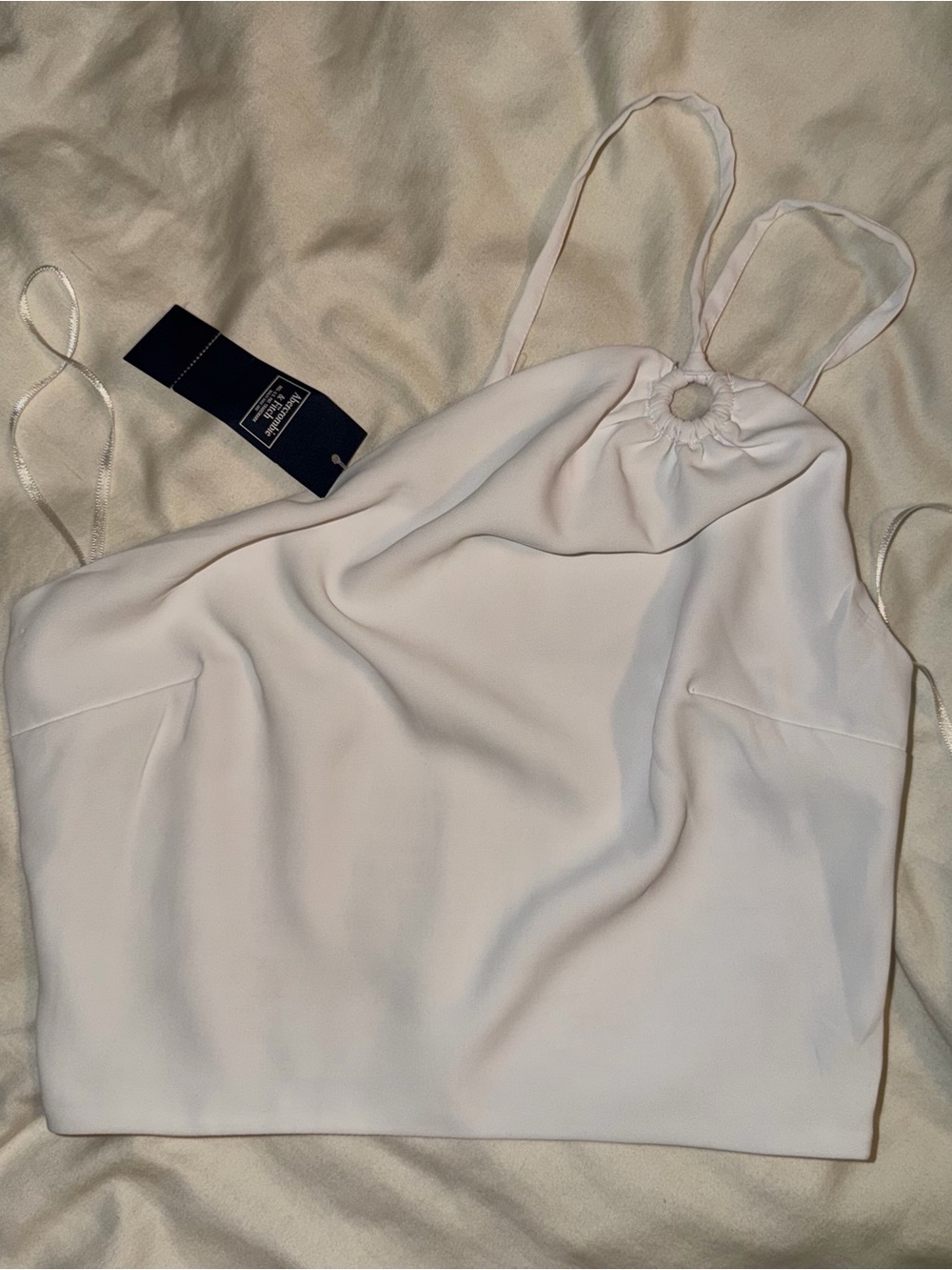 Abercrombie & Fitch White Cropped Halter Tank Top